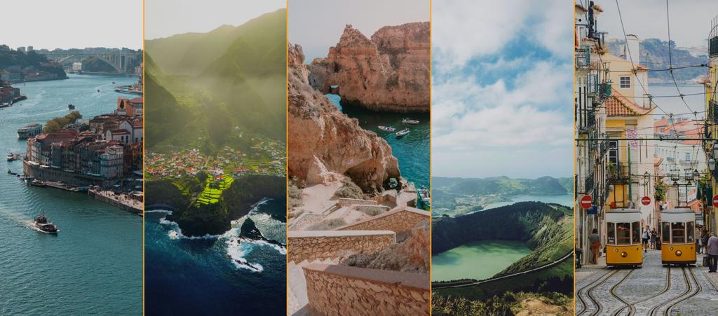 Portugal travel collage - Lisbon, Porto, Algarve